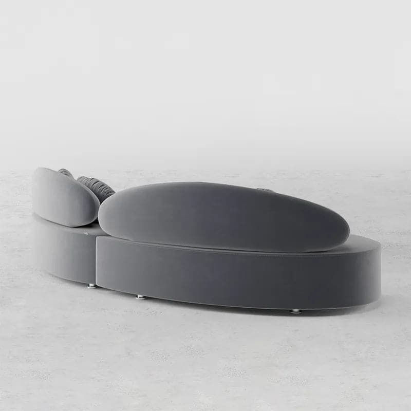 118" Modern Deep Gray Curved Sectional Modular Sofa Velvet Upholstery for Living Room