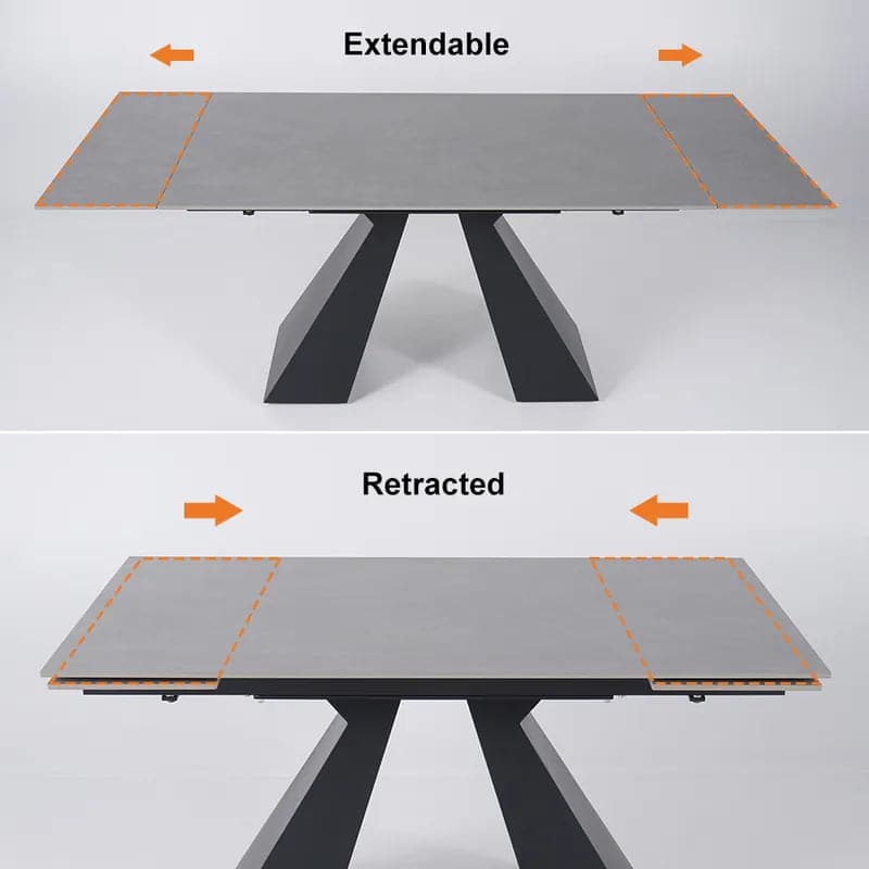 Minimalist Retractable Rock Slab Rectangular Luxury Folding Dining Table