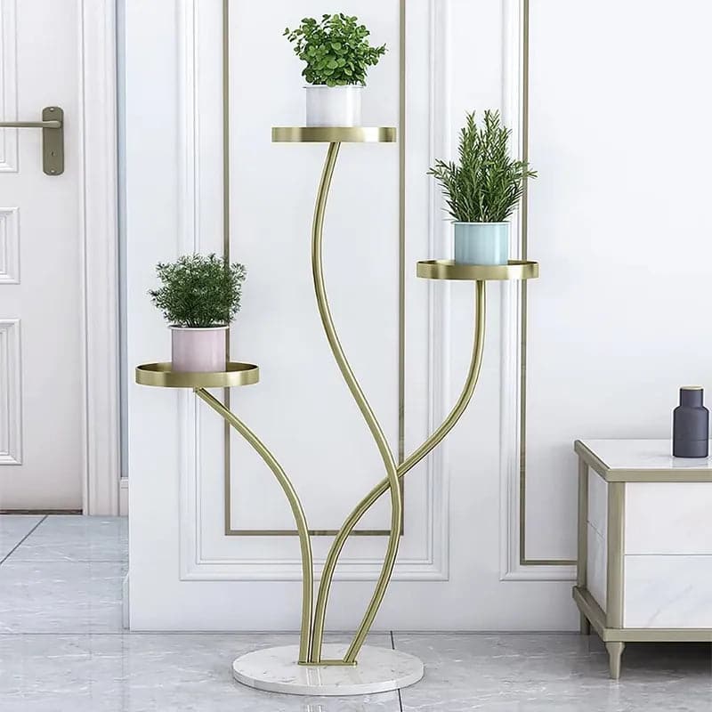 tall pedestal plant stand indoor Modern Tall Metal Plant Stand Indoor 3 Tier Corner Planter in Gold – Morgan Rey