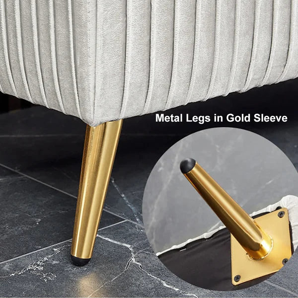 Modern Velvet Storage Bench Flip Top in Gray with Gold Legs