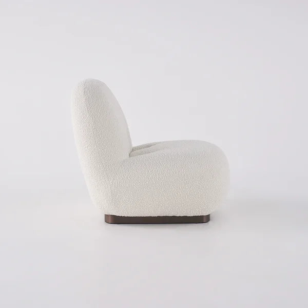 Off-White Boucle Floor Sofa Lounge Chair Soft Cushion Single Sleeper