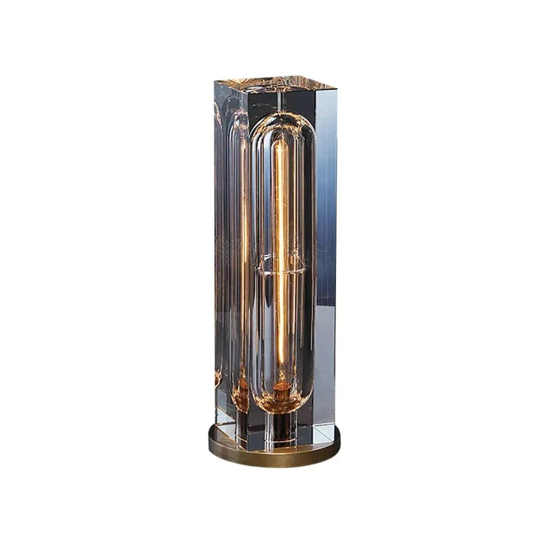 Postmodern 1-Light Crystal Table Lamp with On Off Switch in Antique Brass