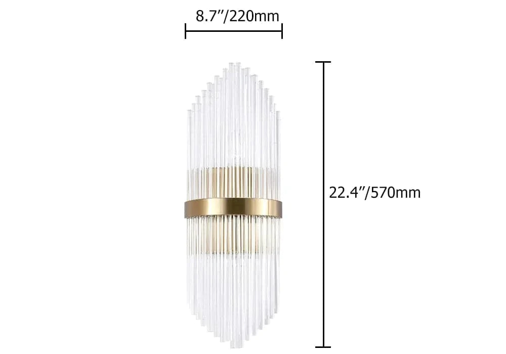 2-Light Gold Glass Wall Sconce Metal Vanity Wall Light for Bathroom