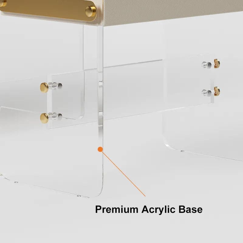 White Floating Extendable Makeup Vanity Set Acrylic with Mirror & Stool & Drawers