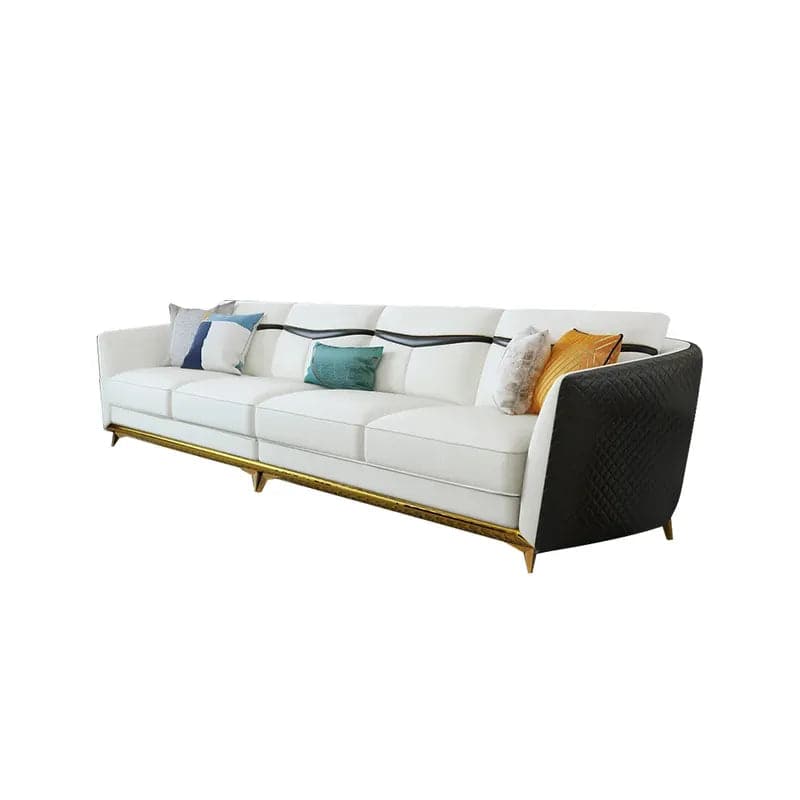 110.2" Modern Faux Leather 4-Seater Sofa with Stainless Steel Frame