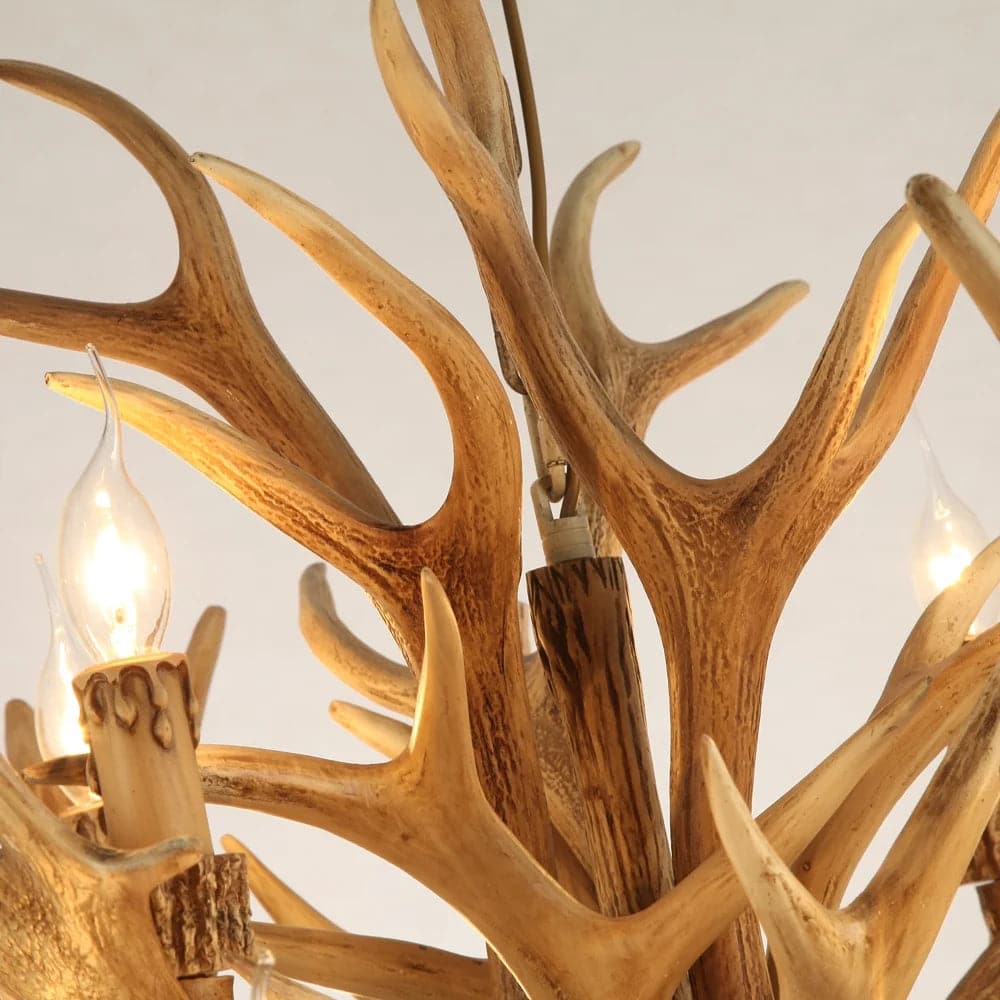 12-Light Rustic Antler Tiered Chandelier Candle Resin Cascade Ceiling Light