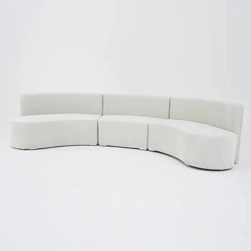 120" Modern White Curved Sectional Floor Sofa Velvet Upholstery for Living Room