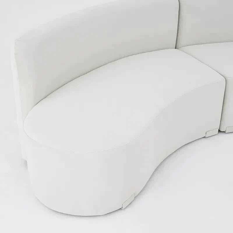 120" Modern White Curved Sectional Floor Sofa Velvet Upholstery for Living Room