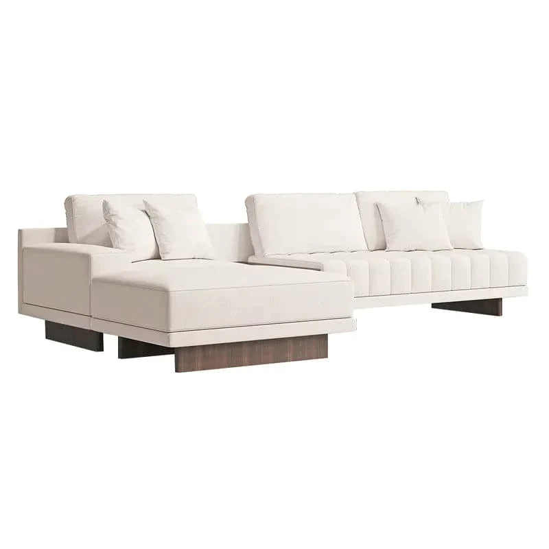 126" L-Shaped Off-White Modular Sectional Sofa Chaise with Ottoman for Living Room