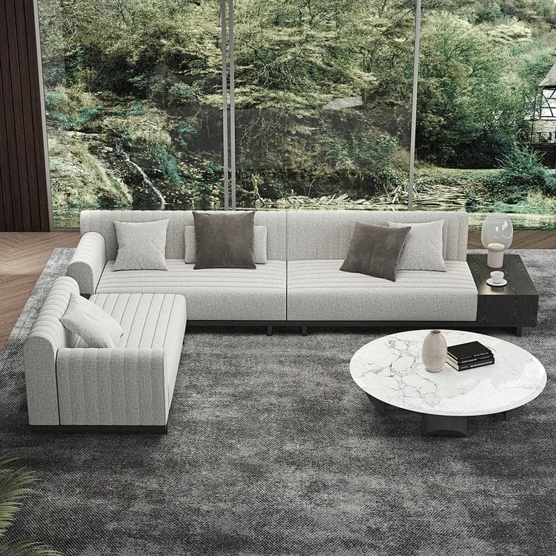 157" Modern Corner L-Shaped Sectional Sofa Cotton & Linen with Side Open Storage