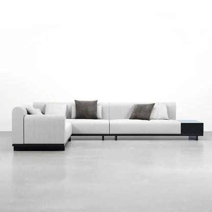 157" Modern Corner L-Shaped Sectional Sofa Cotton & Linen with Side Open Storage