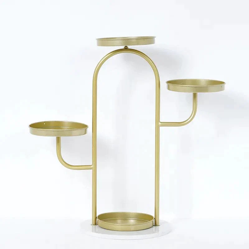 Modern Tree-Shaped 46-Tiered Plant Stand in Gold (Set of 2)