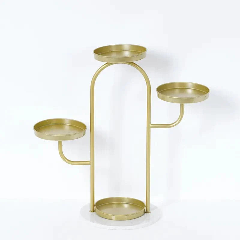 Modern Tree-Shaped 46-Tiered Plant Stand in Gold (Set of 2)