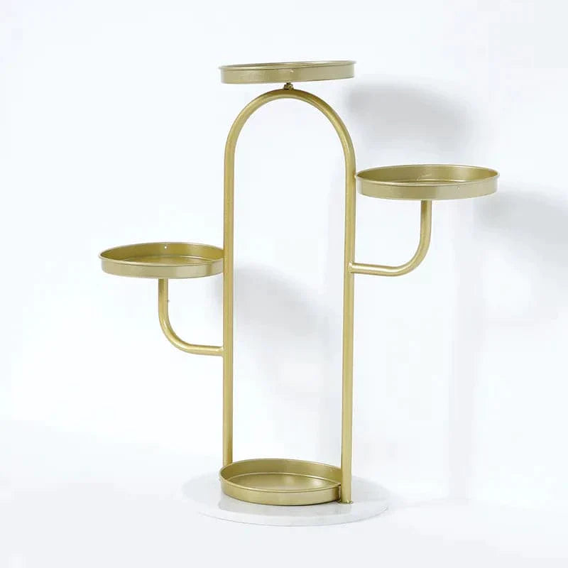 Modern Tree-Shaped 46-Tiered Plant Stand in Gold (Set of 2)