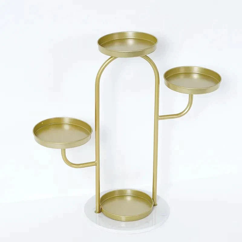 Modern Tree-Shaped 46-Tiered Plant Stand in Gold (Set of 2)