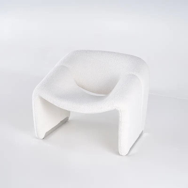 28.3" Modern White Boucle Accent Chair Lounge & Chair