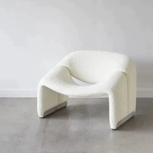 28.3" Modern White Boucle Accent Chair Lounge & Chair