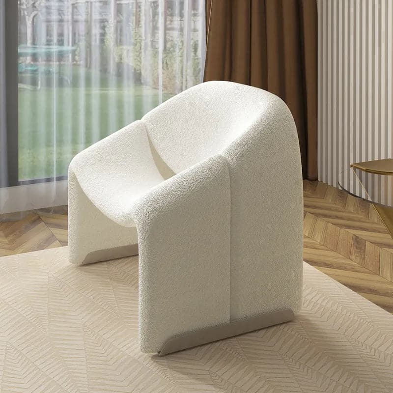 28.3" Modern White Boucle Accent Chair Lounge & Chair