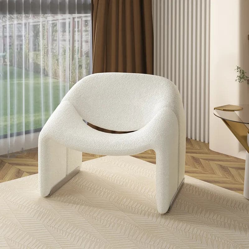 28.3" Modern White Boucle Accent Chair Lounge & Chair