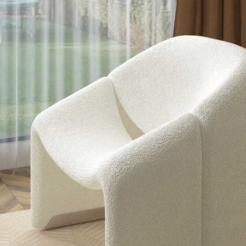 28.3" Modern White Boucle Accent Chair Lounge & Chair