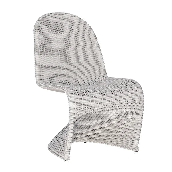 2 Pieces Coastal Aluminum & Woven Rattan Outdoor Patio Dining Chair Set in Gray