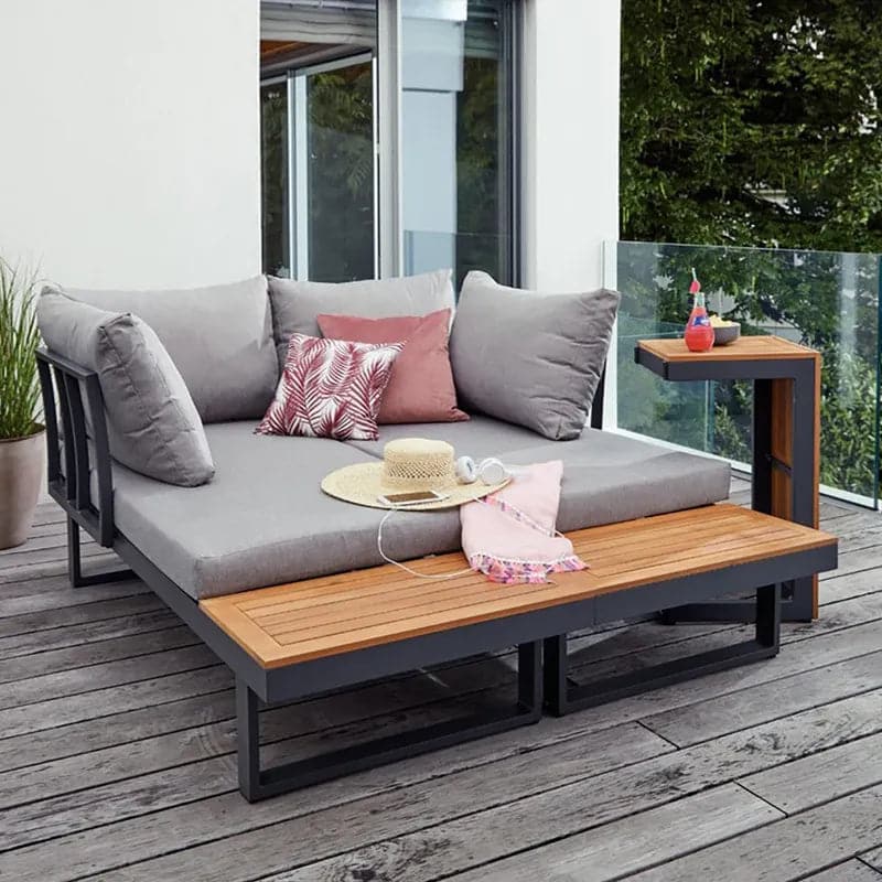 3-Pieces Sectional Outdoor Sofa Set with Cushion Back and Side Table