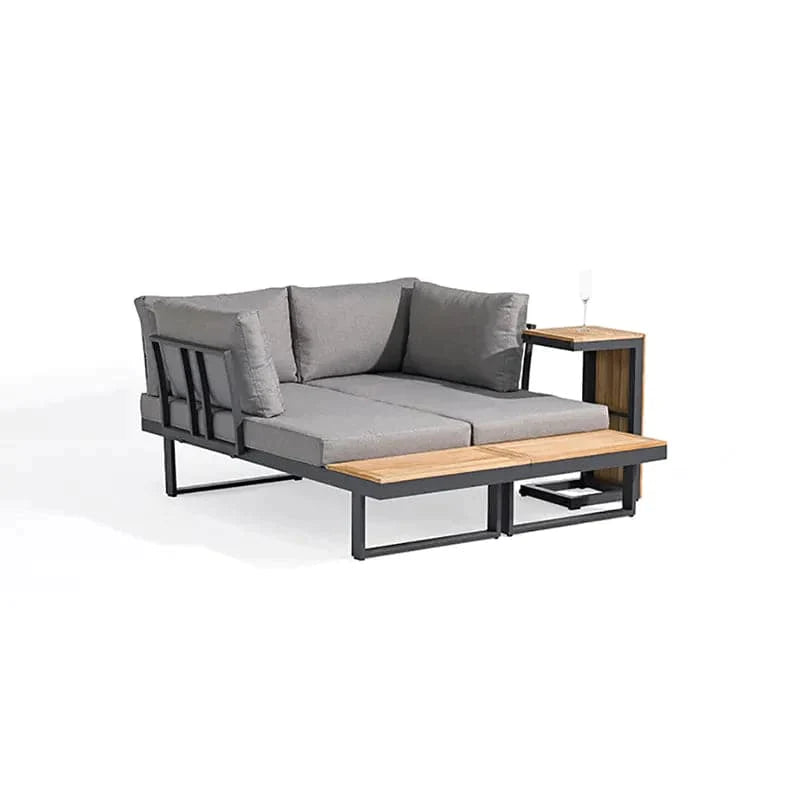 3-Pieces Sectional Outdoor Sofa Set with Cushion Back and Side Table