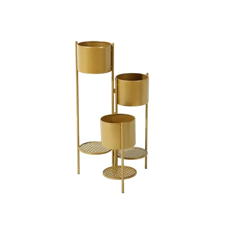 31.4 Tall Metal Plant Stand Indoor Modern 3 Tier Corner Planter in Gold