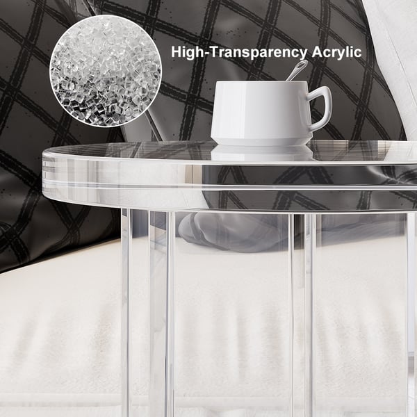 Round Clear Acrylic End Table Modern Side Table