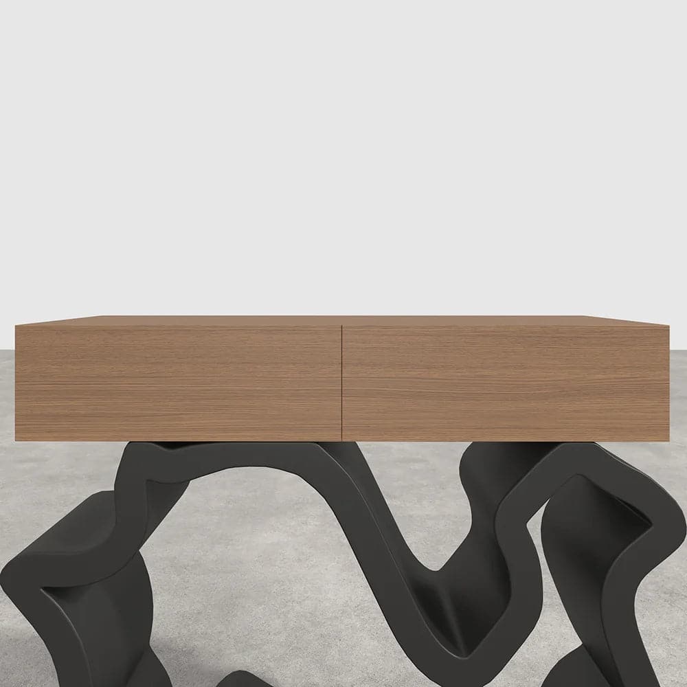 39.4" Modern Walnut & Black Console Table with Drawers