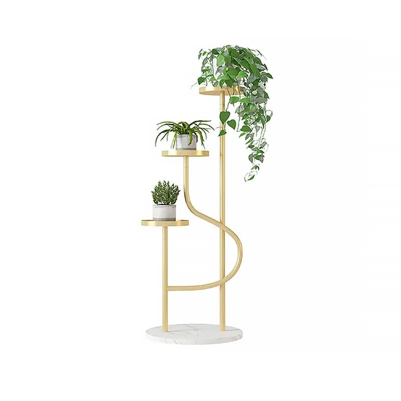 42.5 Tall Metal Plant Stand 3 Tier Modern Corner Ladder Planter in Gold