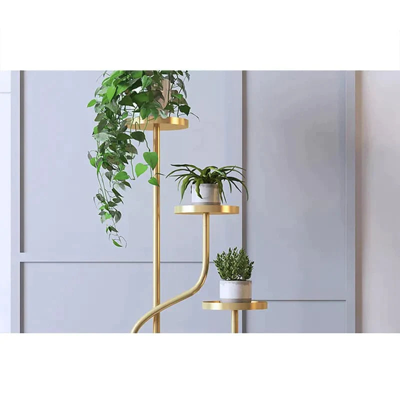 42.5 Tall Metal Plant Stand 3 Tier Modern Corner Ladder Planter in Gold