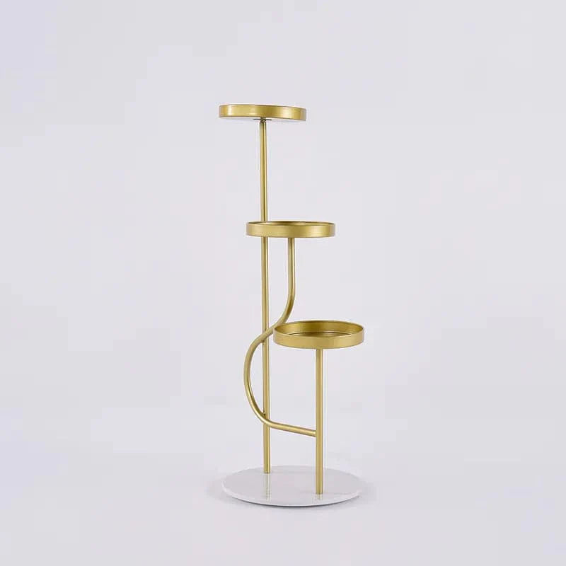 42.5 Tall Metal Plant Stand 3 Tier Modern Corner Ladder Planter in Gold