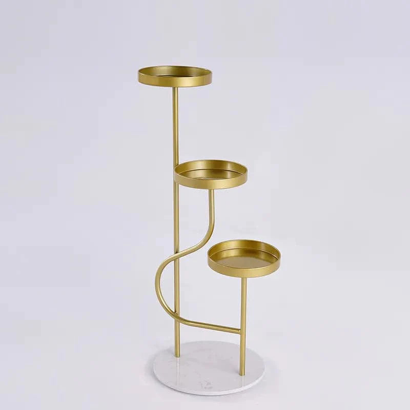 42.5 Tall Metal Plant Stand 3 Tier Modern Corner Ladder Planter in Gold