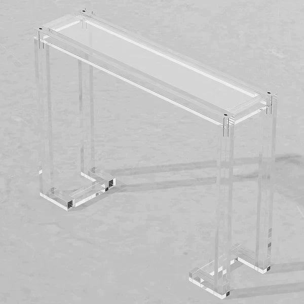 47.2" Crystal Clear Acrylic Rectangle Console Table with Glass Top