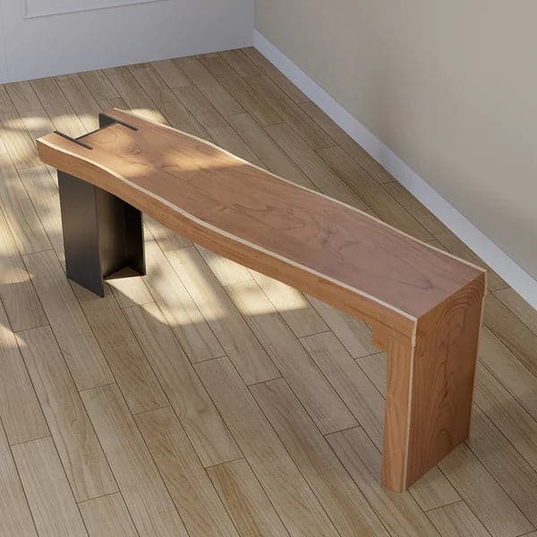 47.2" Modern Natural Wood Bench Entryway Bench Metal Legs Bench