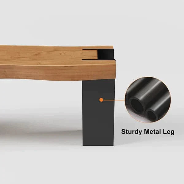 47.2" Modern Natural Wood Bench Entryway Bench Metal Legs Bench