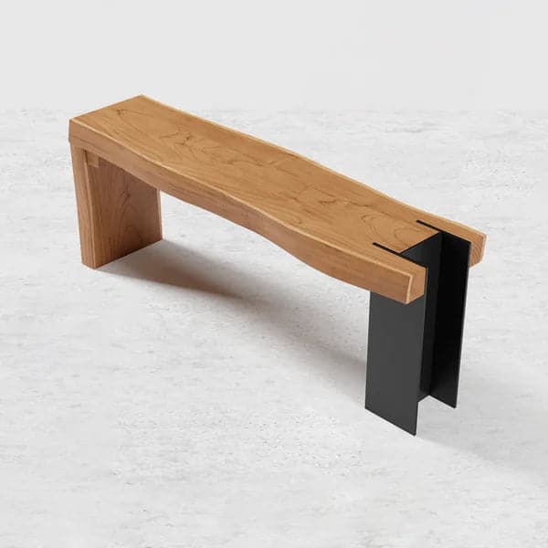 47.2" Modern Natural Wood Bench Entryway Bench Metal Legs Bench