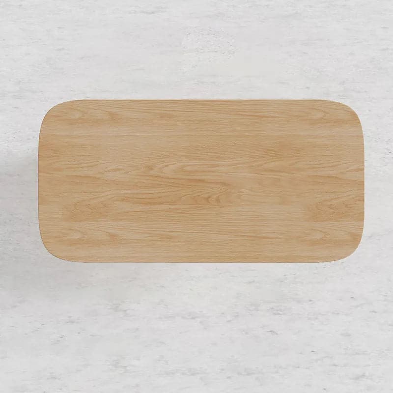 47.2" Pine Wood Coffee Table Rectangle-shaped in Natural with Abstract Base