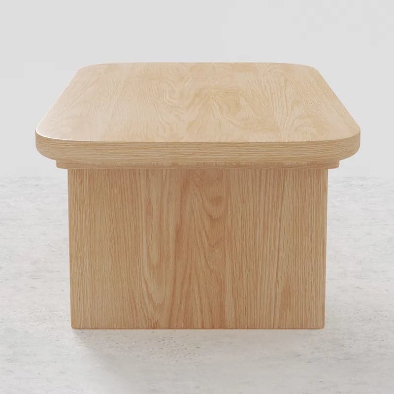 47.2" Pine Wood Coffee Table Rectangle-shaped in Natural with Abstract Base