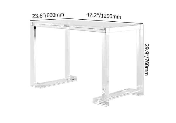 47.2" Modern Rectangular Clear Tempered Glass Office Writing Desk