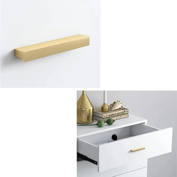 47" Modern White Bedroom Dresser 6-Drawer Accent Cabinet in Gold