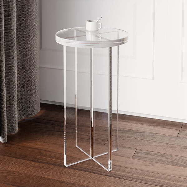 Round Clear Acrylic End Table Modern Side Table