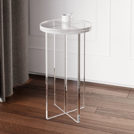 Round Clear Acrylic End Table Modern Side Table