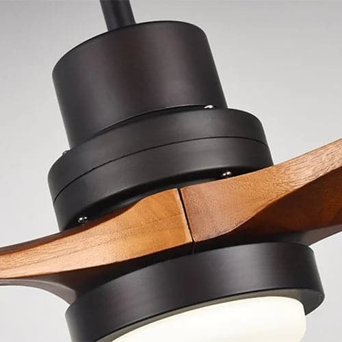 52" LED Ceiling Fan Light with 3 Blades & Glass Shade & Remote Control in Black & Walnut