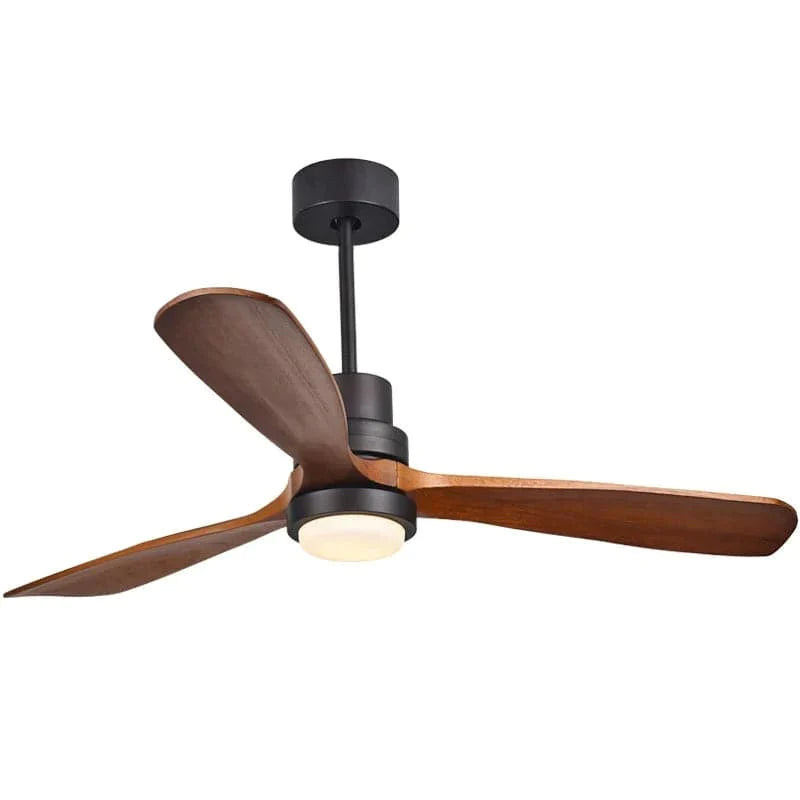 52" LED Ceiling Fan Light with 3 Blades & Glass Shade & Remote Control in Black & Walnut