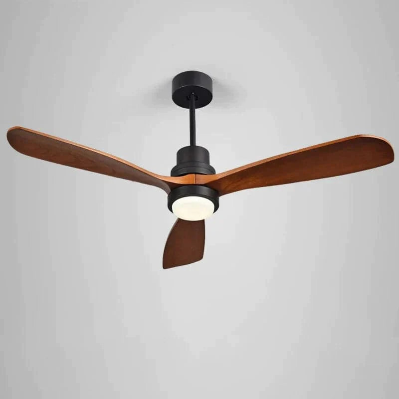 52" LED Ceiling Fan Light with 3 Blades & Glass Shade & Remote Control in Black & Walnut