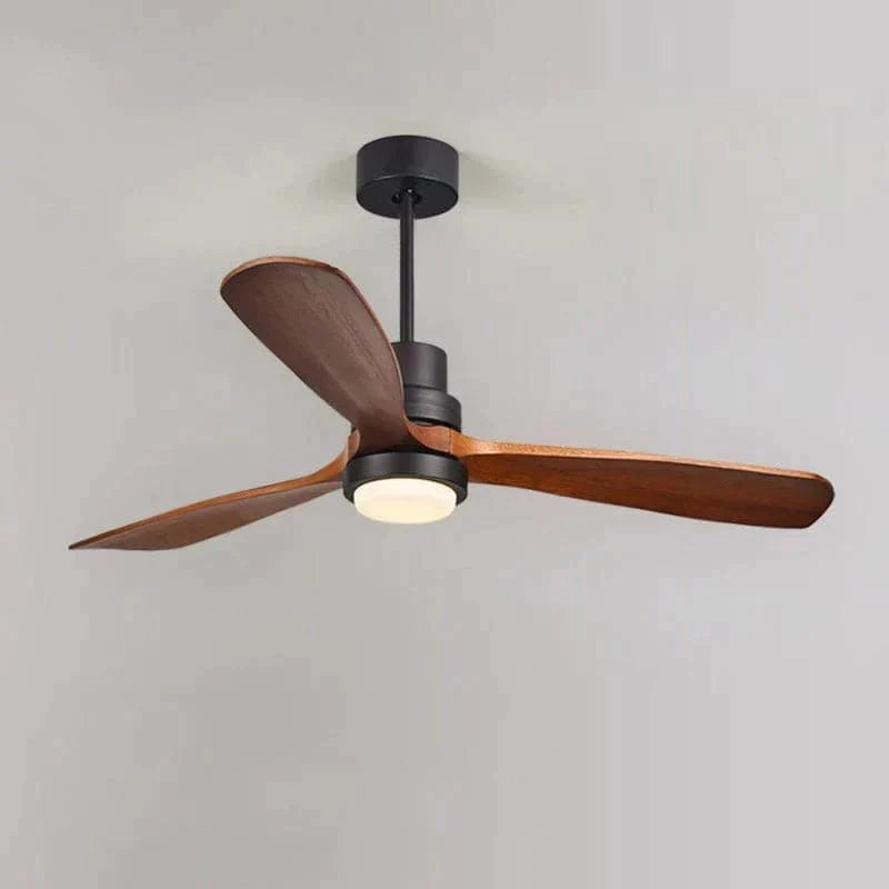 52" LED Ceiling Fan Light with 3 Blades & Glass Shade & Remote Control in Black & Walnut