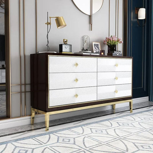 59.1" Modern Bedroom Dresser with 6 Drawers Cabinet for Storage in Gold