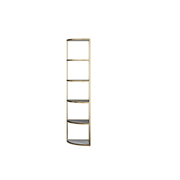 6-Tier Modern Fan-Shaped Shelves Standing Corner Shelf in White&Gold